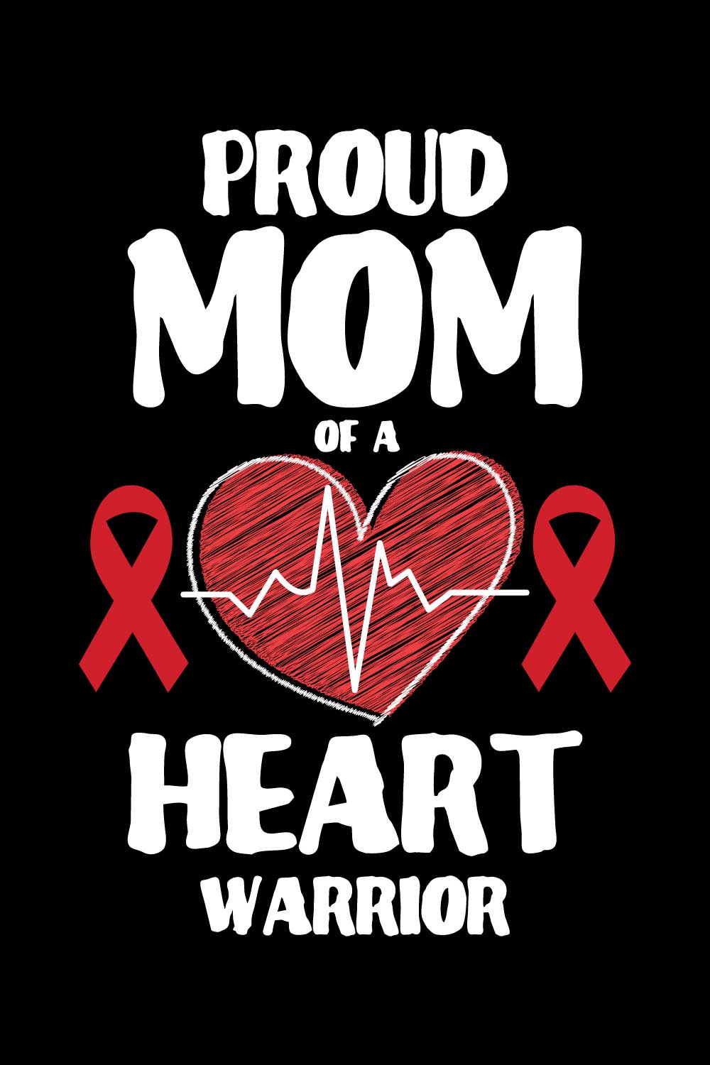 Heart Disease Warrior Illustrations For Print-Ready T-Shirts Design pinterest preview image.