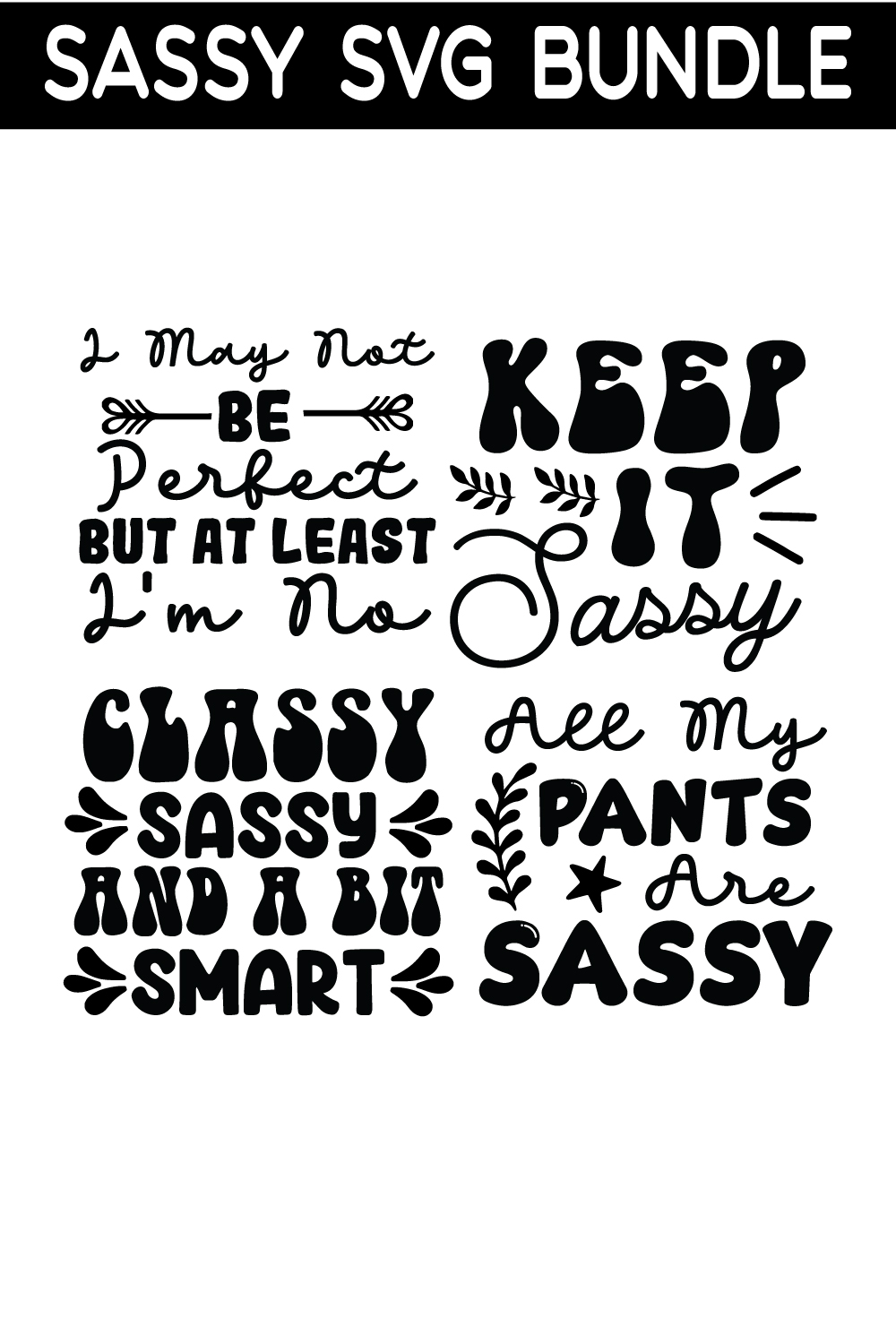 Sassy SVG bundle pinterest preview image.