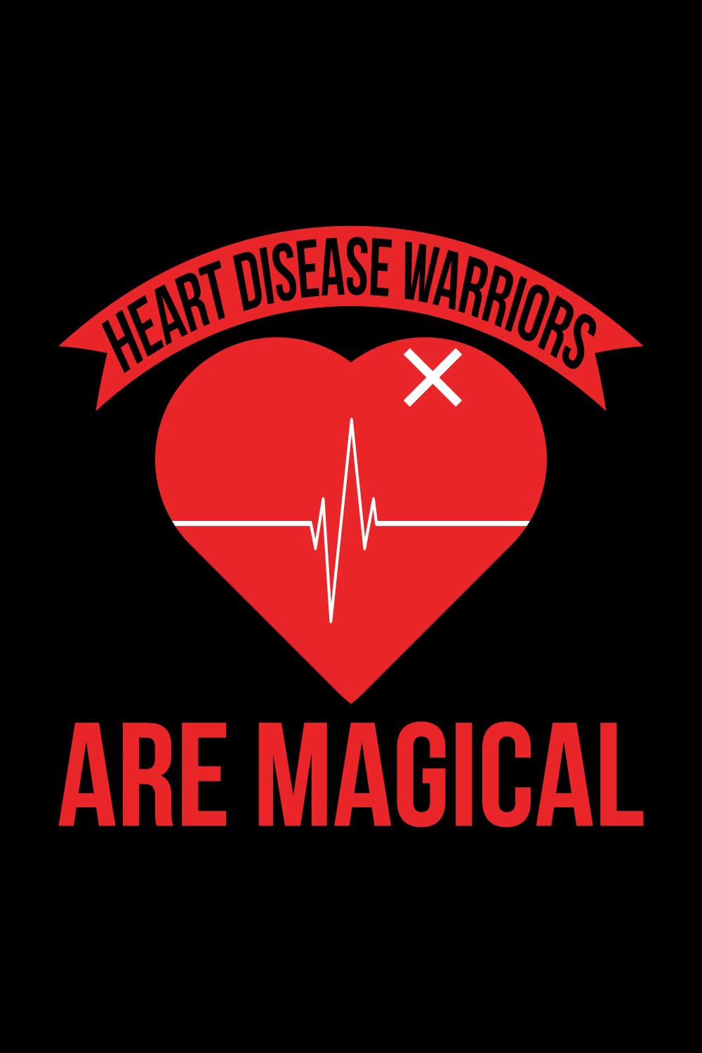 Heart Disease Warrior Illustrations For Print-Ready T-Shirts Design pinterest preview image.