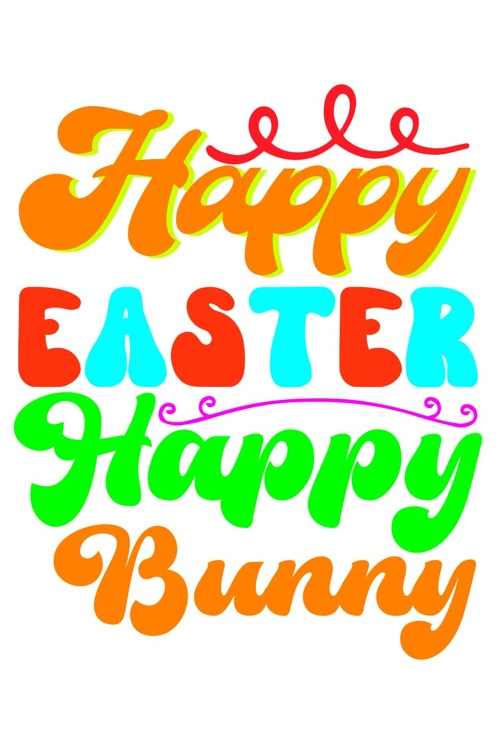 Happy Easter Happy Bunny Retro T-Shirt Designs pinterest preview image.