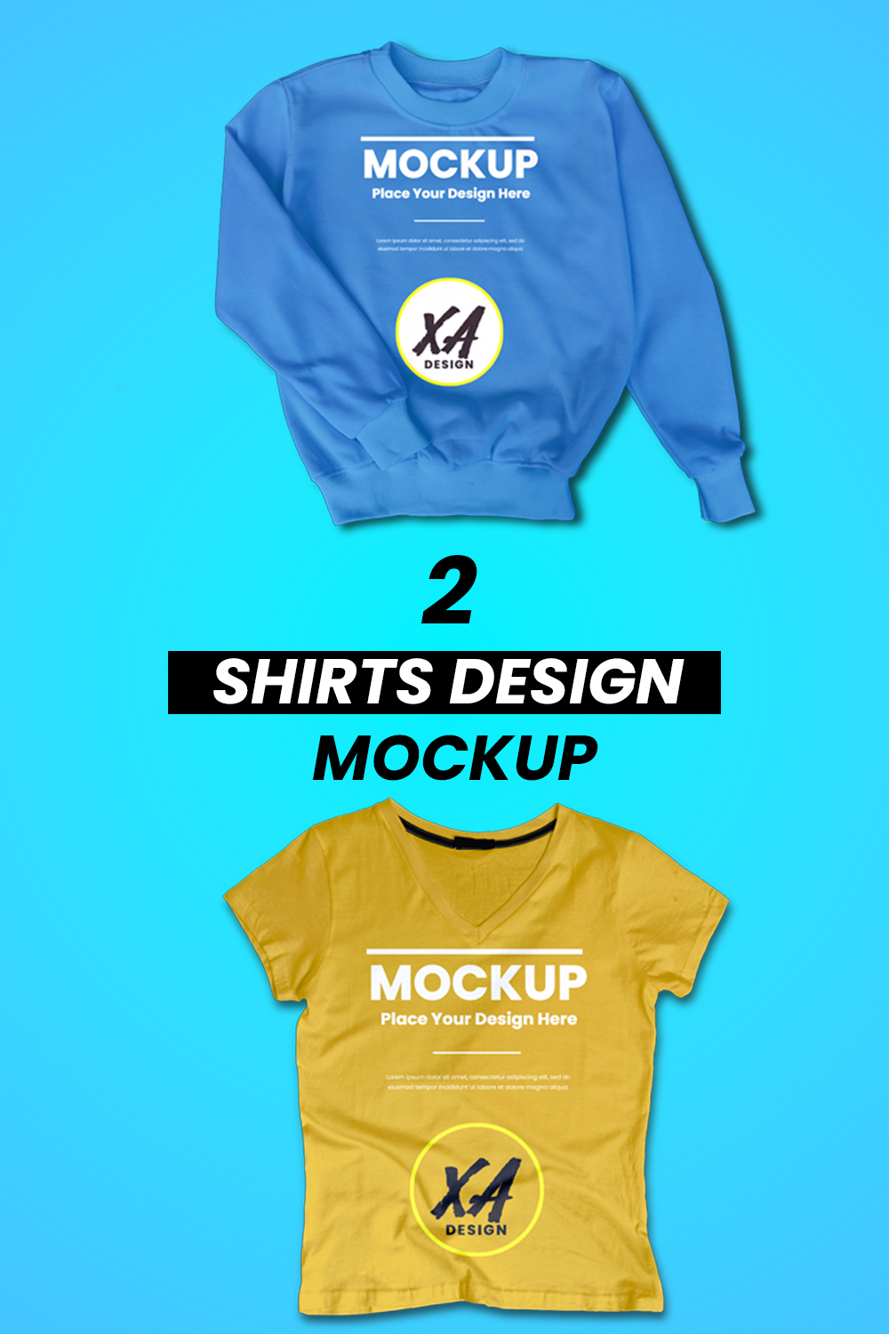 2 Shirts Design For Mockup pinterest preview image.