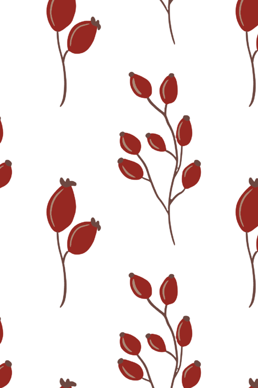 Berries and leaves pattern set pinterest preview image.