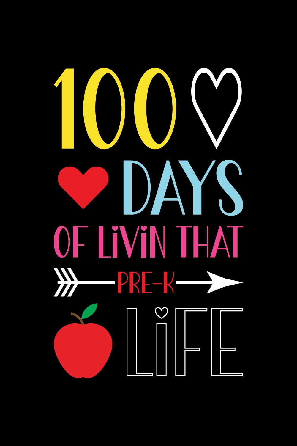 100 Days Of School T-Shirts Design pinterest preview image.