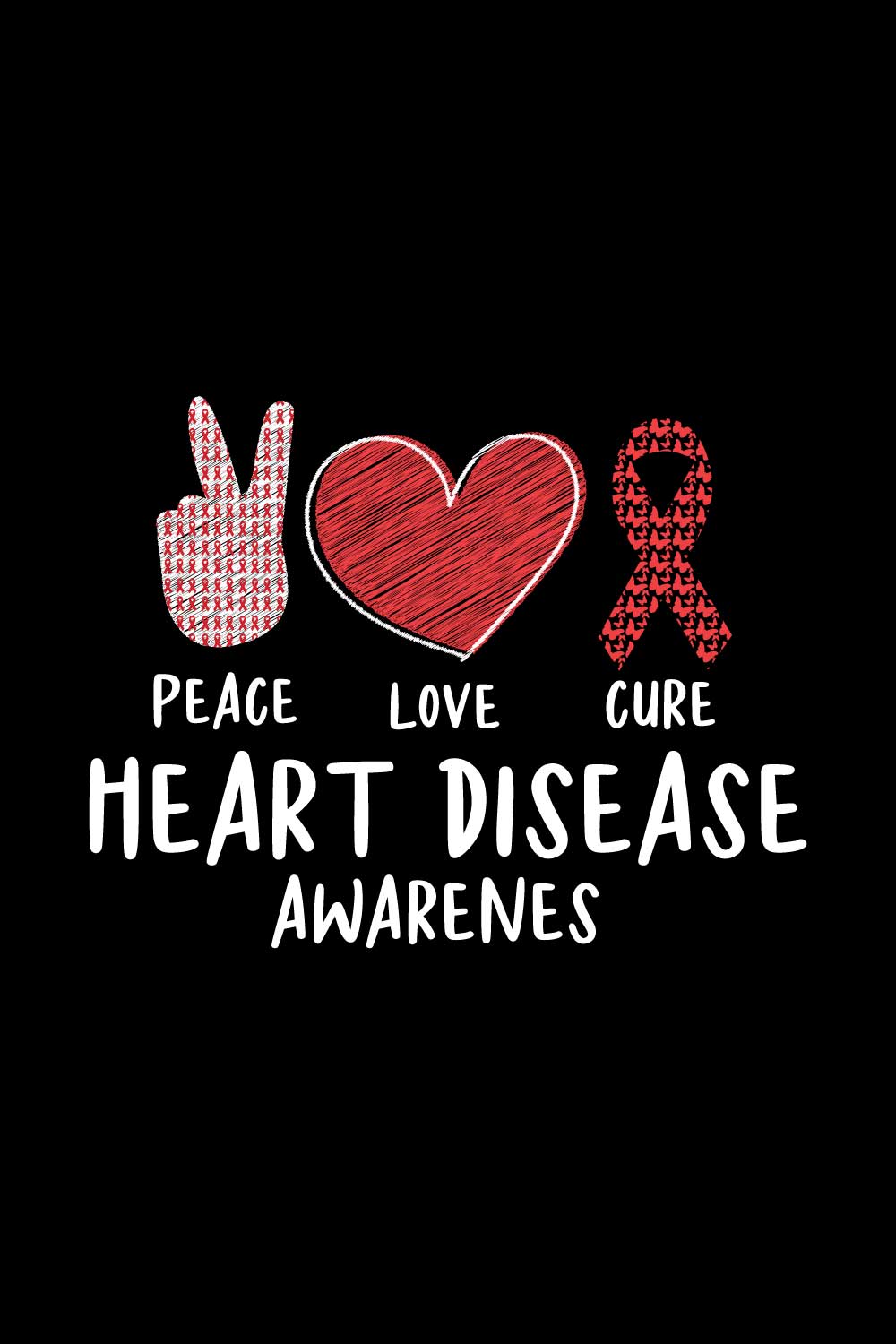 Heart Disease Warrior Illustrations For Print-Ready T-Shirts Design pinterest preview image.