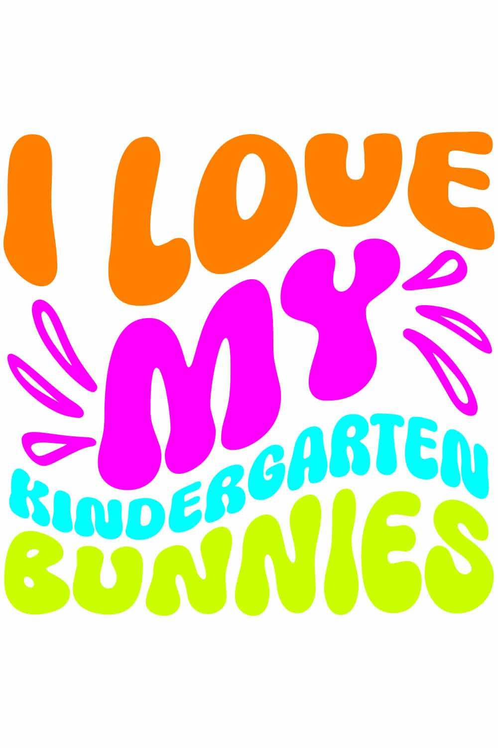 I Love My Kindergarten Bunnies Retro T-Shirt Designs pinterest preview image.