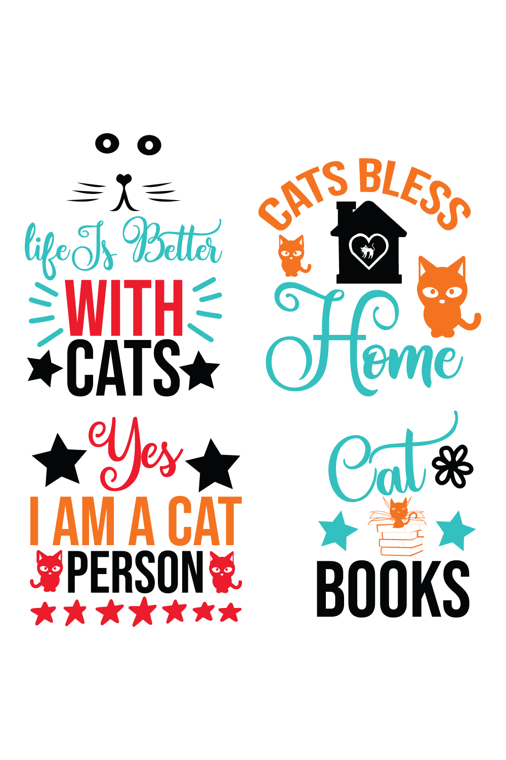 Cat SVG BUNDLE pinterest preview image.