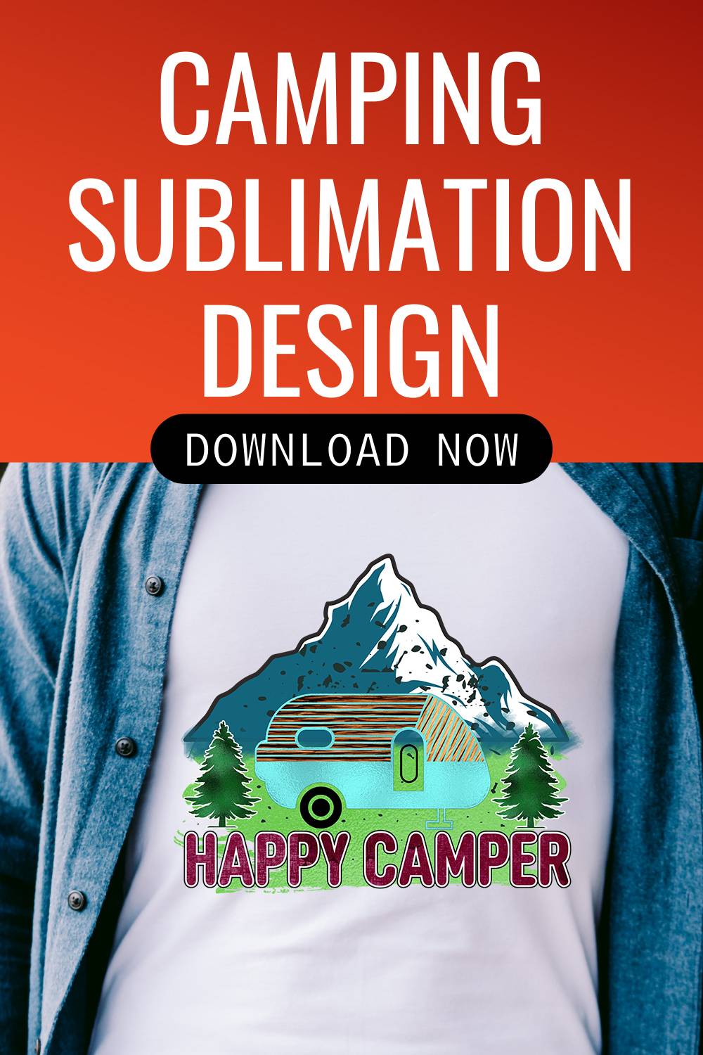 Camping Sublimation Design pinterest preview image.