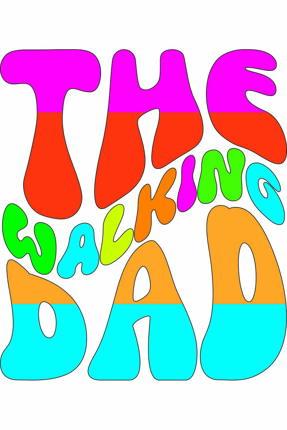 The Walking Dad retro t-shirt Designs pinterest preview image.