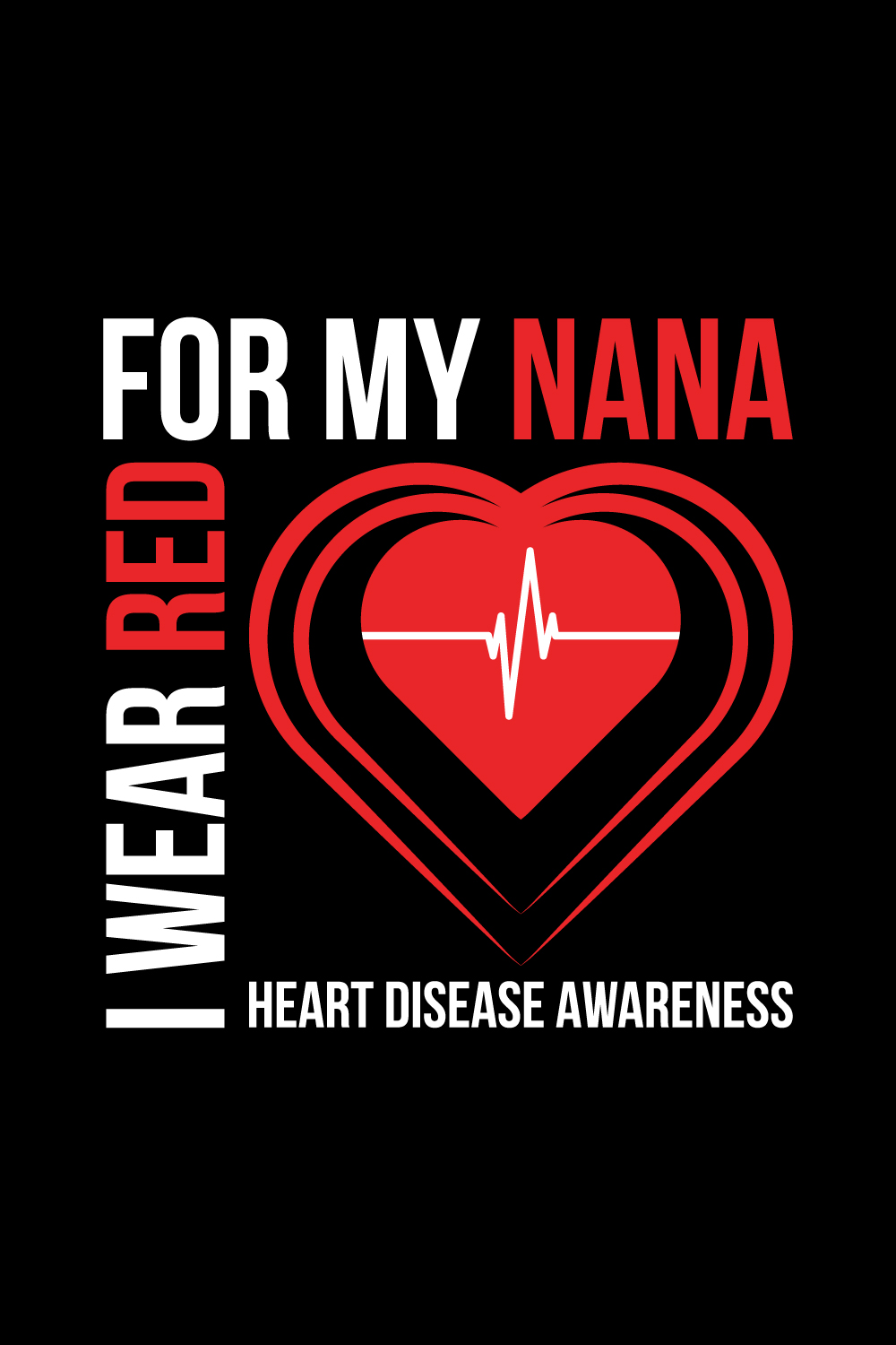 Heart Disease Warrior illustrations for print-ready T-Shirts design pinterest preview image.