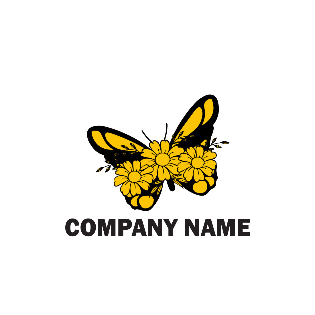 Free Butterfly floral art logo preview image.