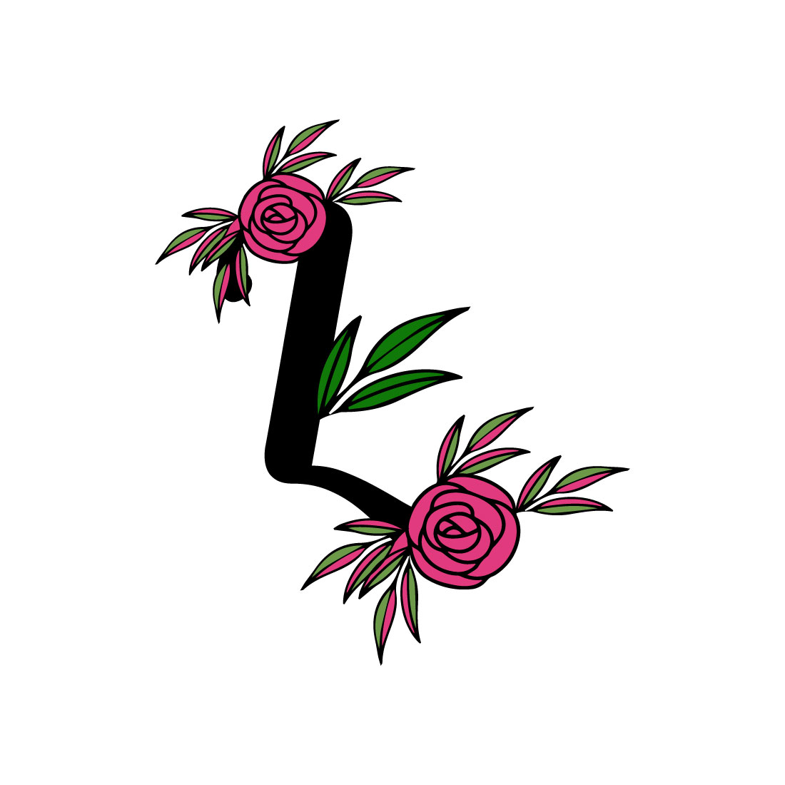 Free L wildflower rose logo preview image.