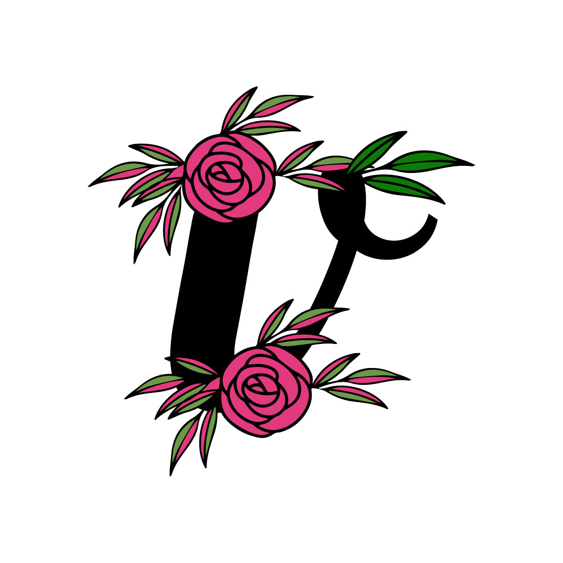 Free V rosy floral leaf logo preview image.