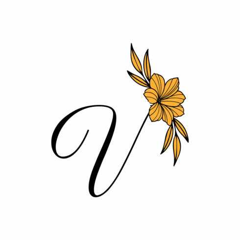 Free V Letter Nice Flower Logo cover image.