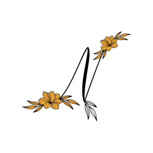 Free N Letter Wedding Flower Logo cover image.