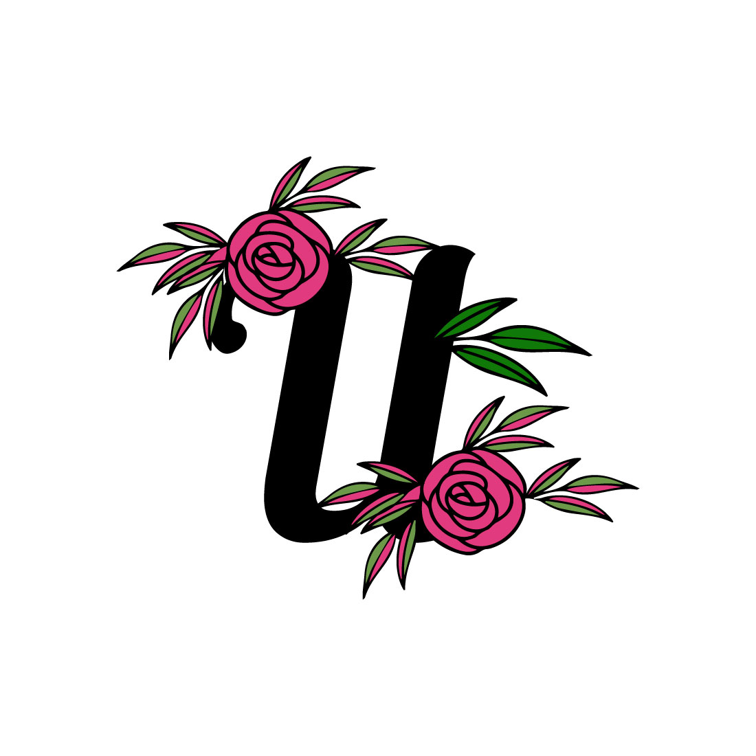 Free U rose wildflower logo preview image.