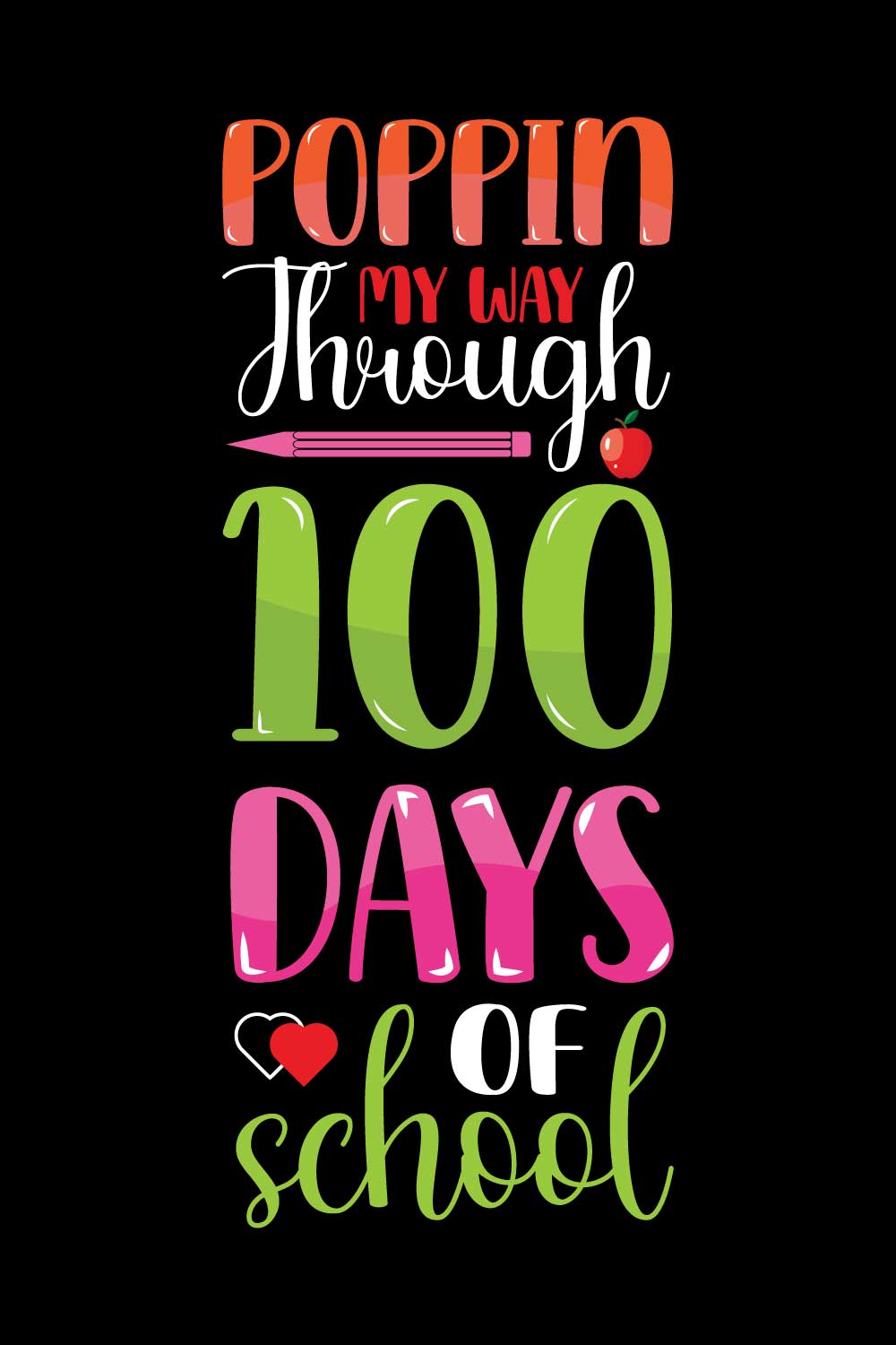 100 Days Of School T-Shirts Design pinterest preview image.