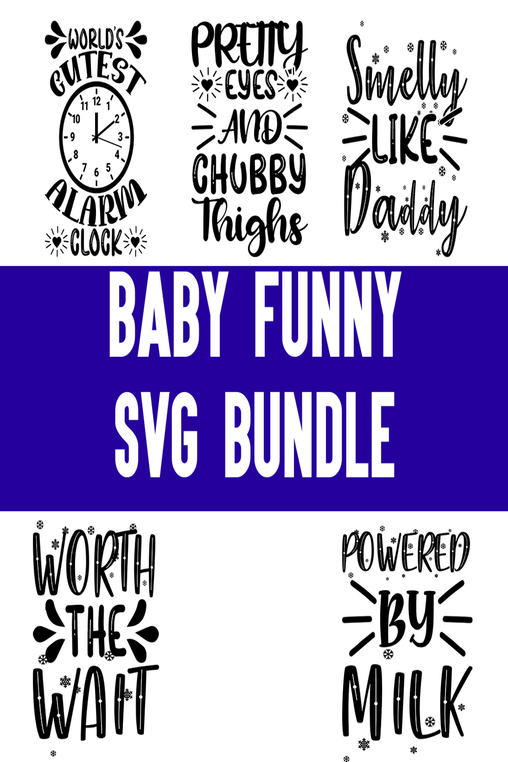 Baby Funny svg Bundle pinterest preview image.