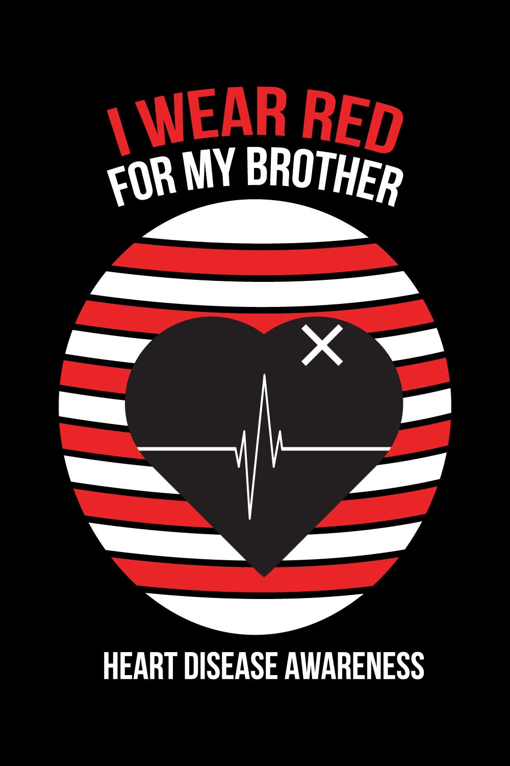 Heart Disease Warrior Illustrations For Print-Ready T-Shirts Design pinterest preview image.