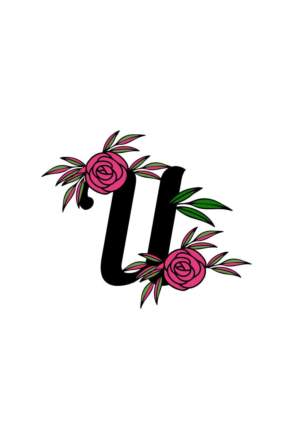 Free U rose wildflower logo pinterest preview image.