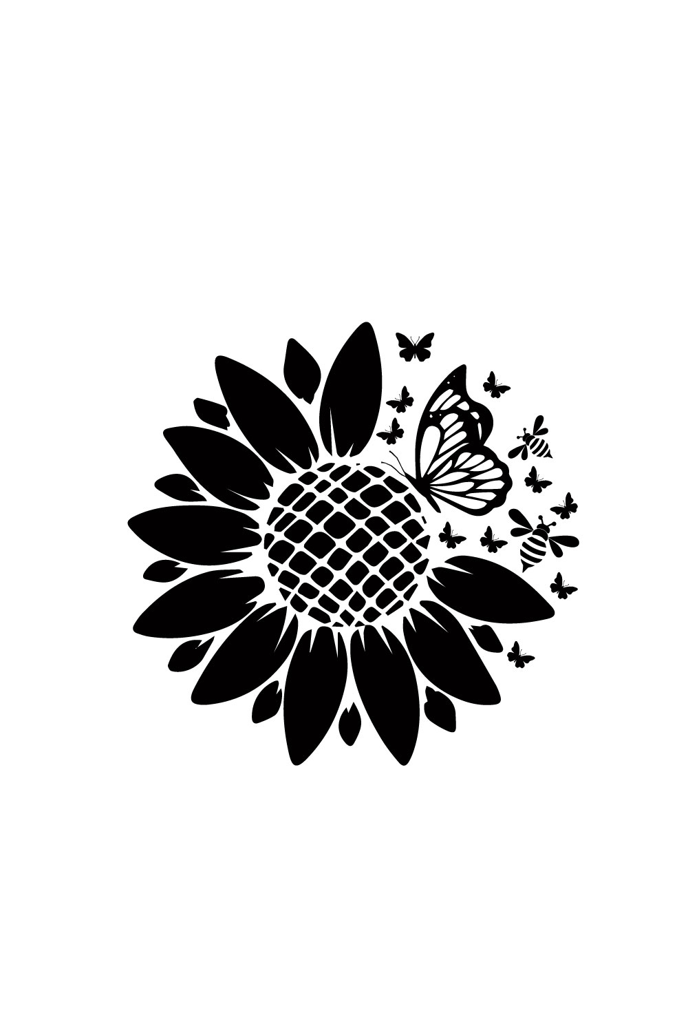 Free floral bee with sunflower logo pinterest preview image.