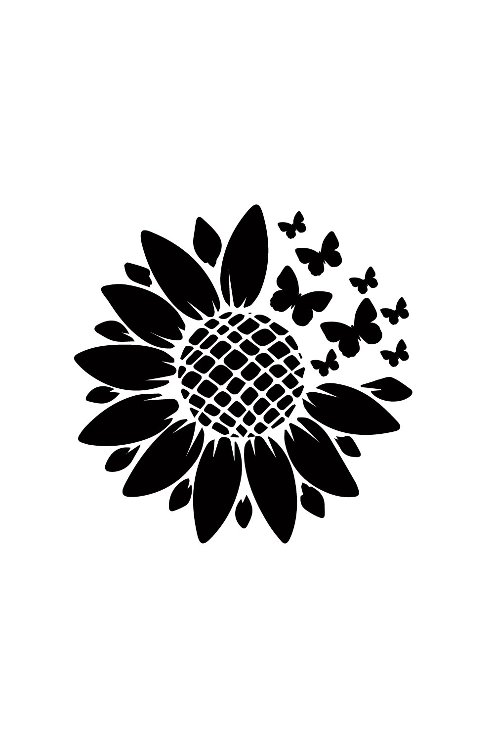 Free floral sunflower logo pinterest preview image.