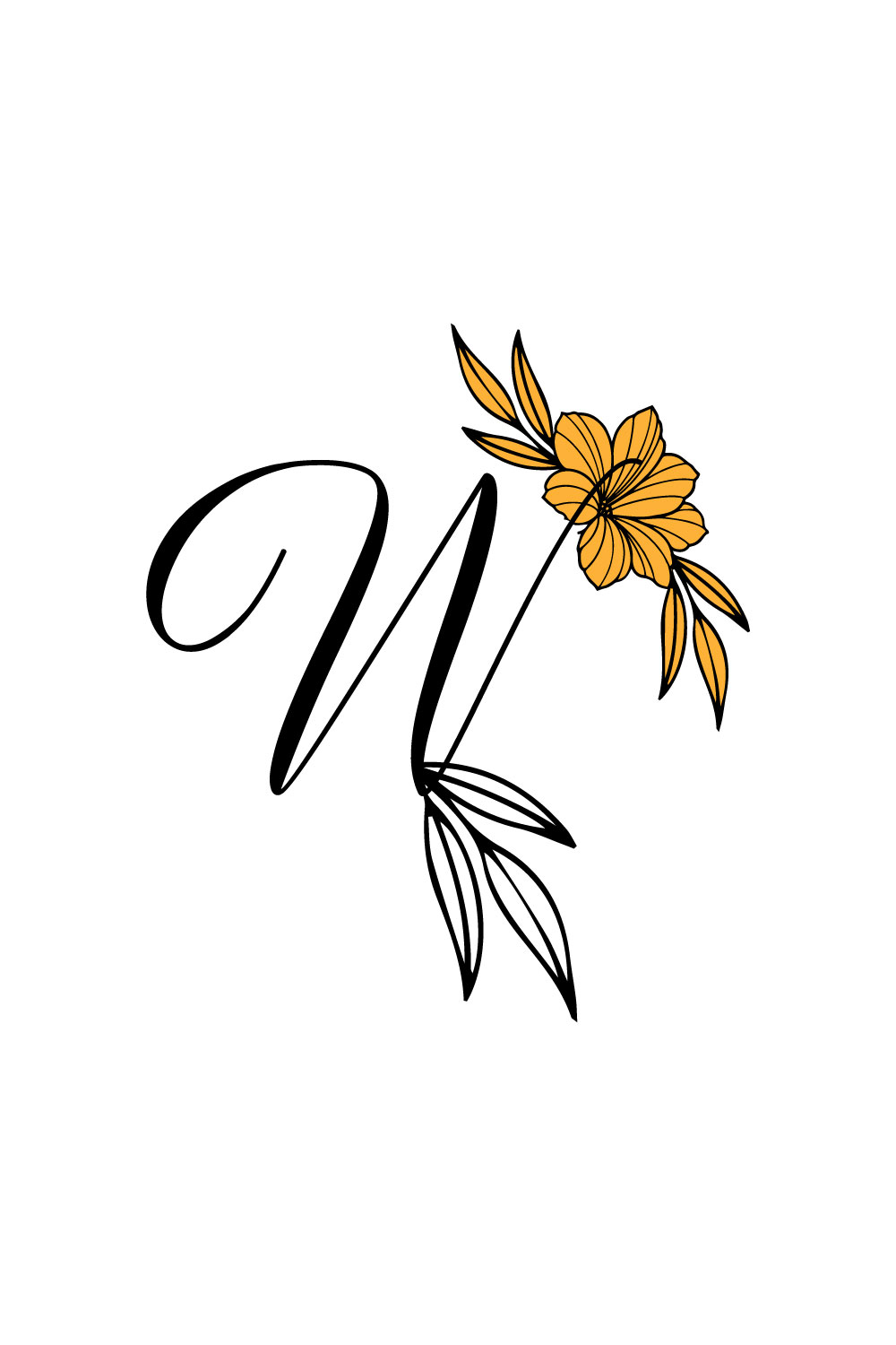 Free W Letter Classic Flower Logo pinterest preview image.
