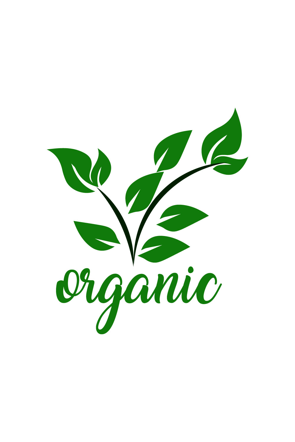 Free green leaf organic logo pinterest preview image.