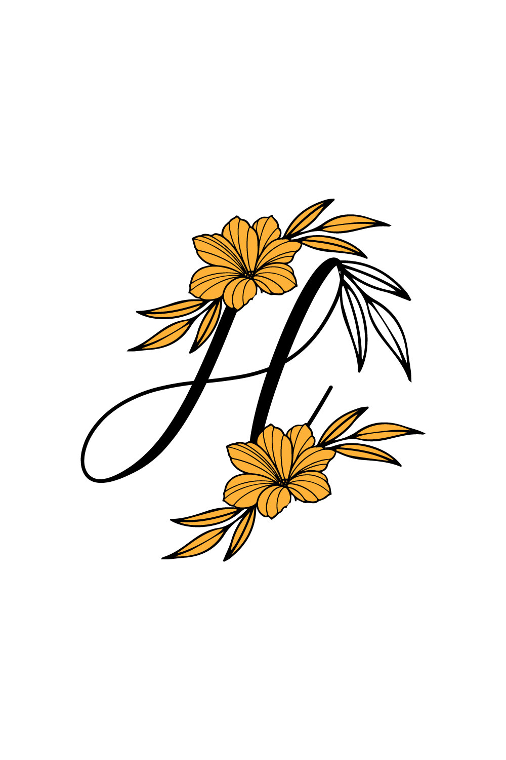 Free H Letter Flower Logo pinterest preview image.