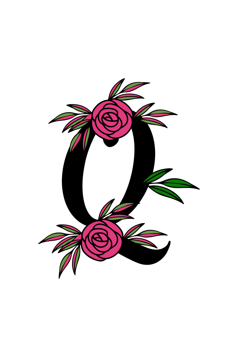 Free Q hand rose letter logo pinterest preview image.