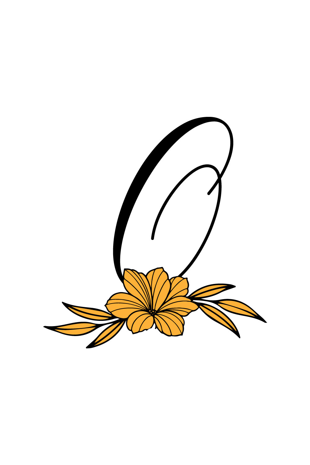 Free O Letter Wedding Flower Logo pinterest preview image.