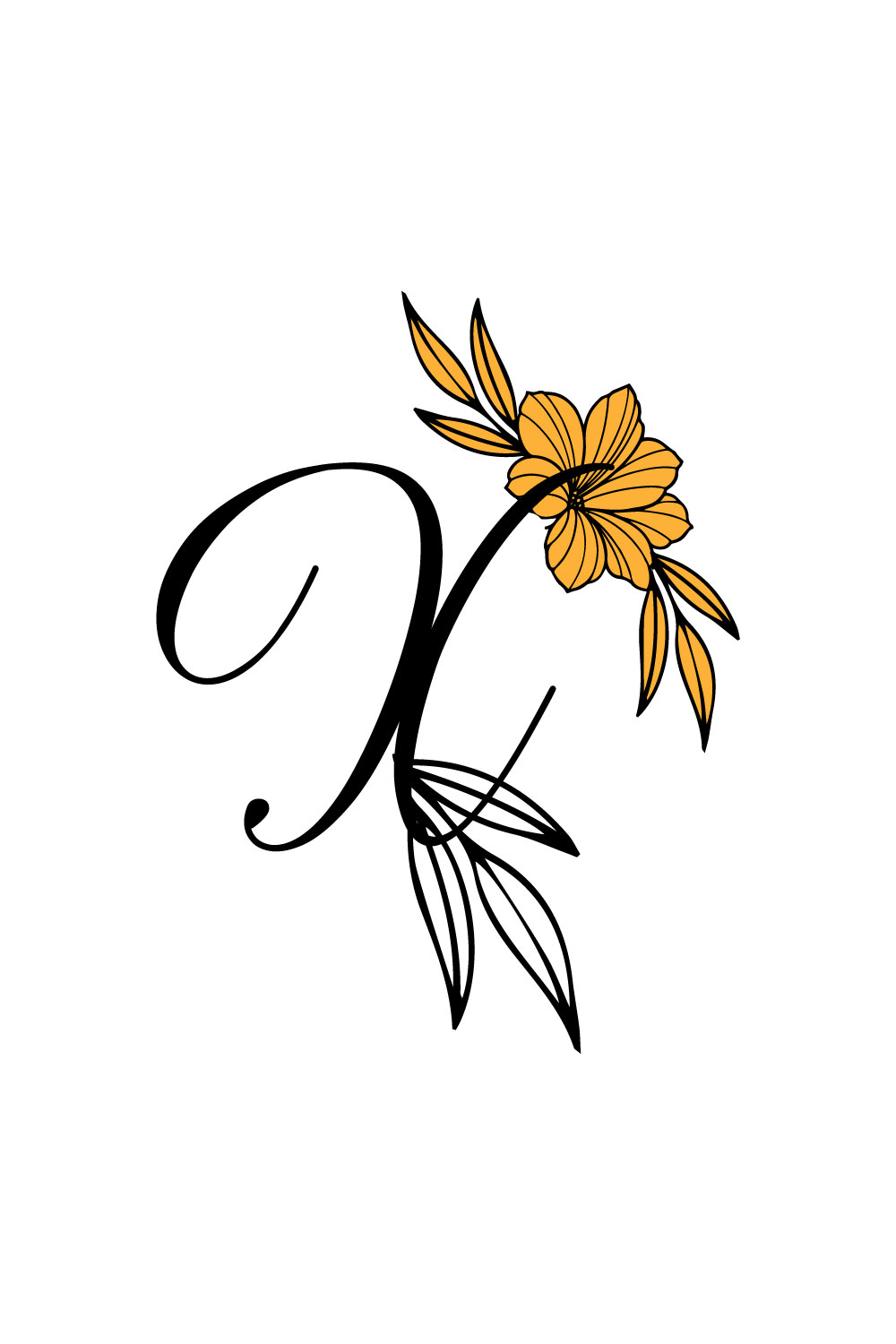 Free X Letter Classic Flower Logo pinterest preview image.