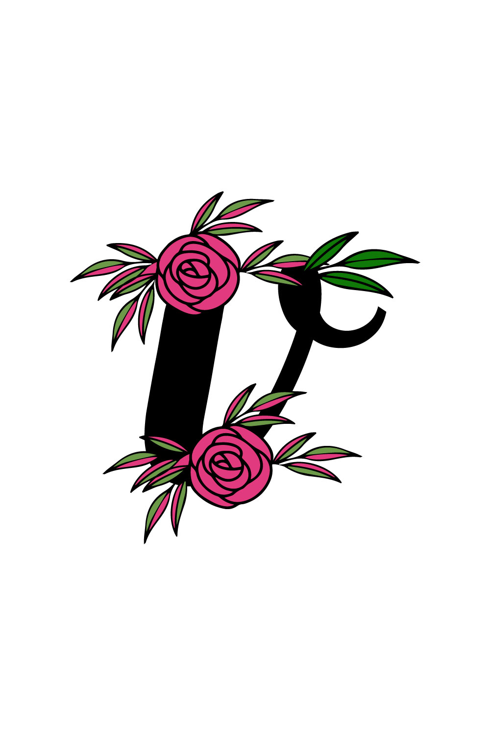 Free V rosy floral leaf logo pinterest preview image.