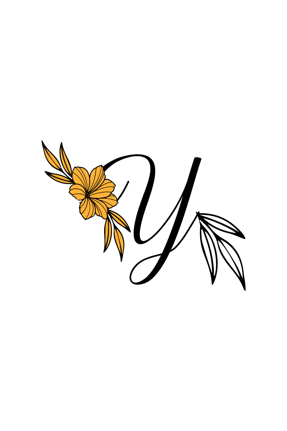 Free Y Letter Classic Flower Logo pinterest preview image.