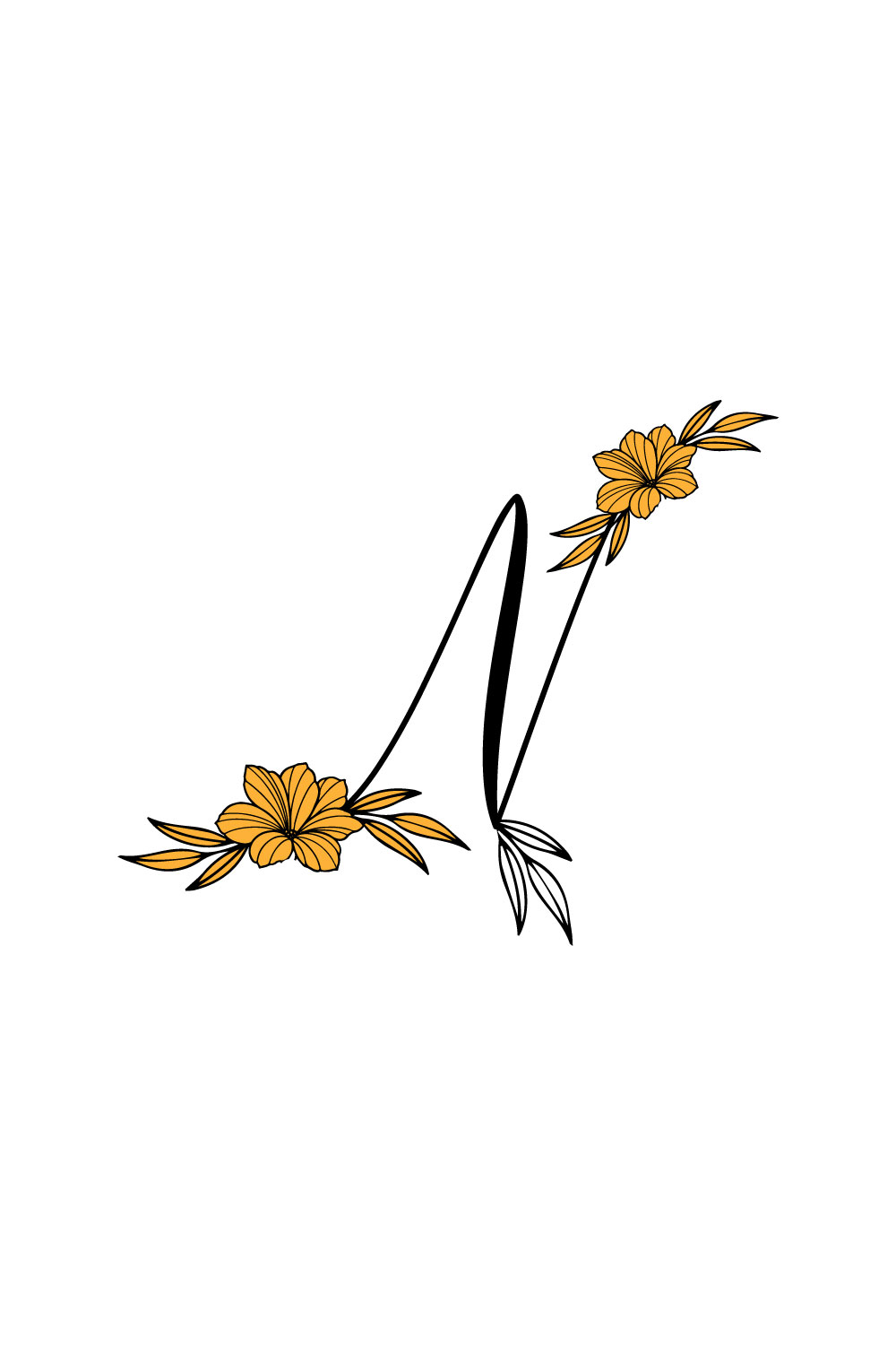 Free N Letter Wedding Flower Logo pinterest preview image.