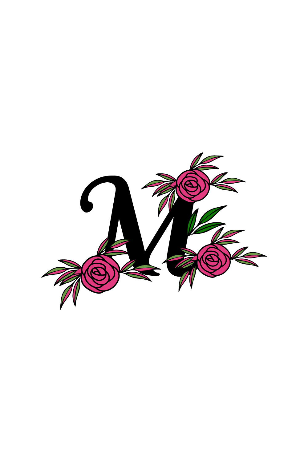 Free Cute M letter logo pinterest preview image.