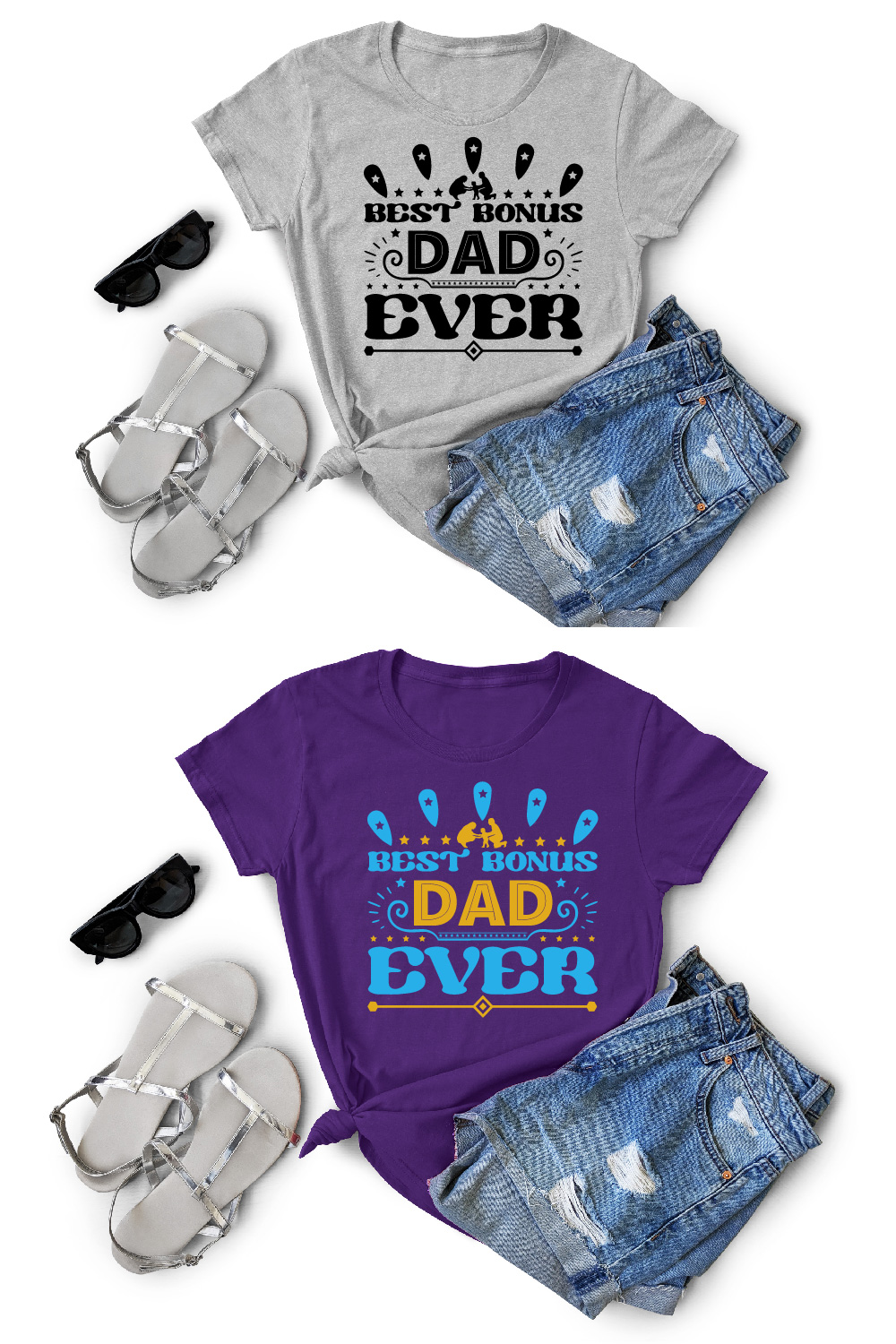 Best Bonus Dad Ever T-Shirt Cut File pinterest preview image.