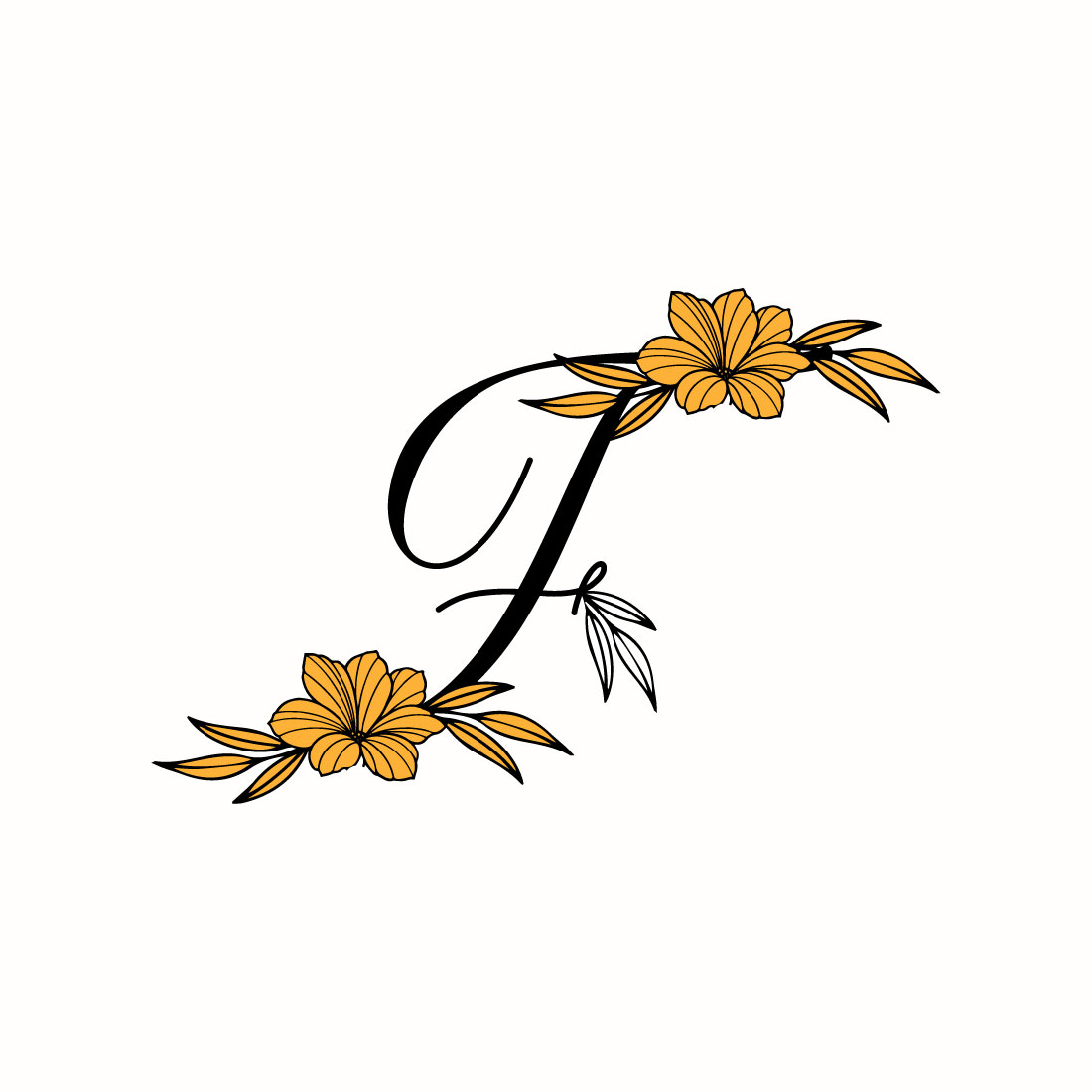 Free F Letter Flower Logo preview image.