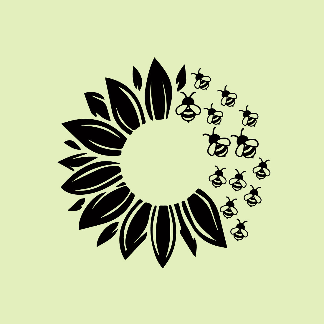 Free sunflower with beauyiful bee logo preview image.