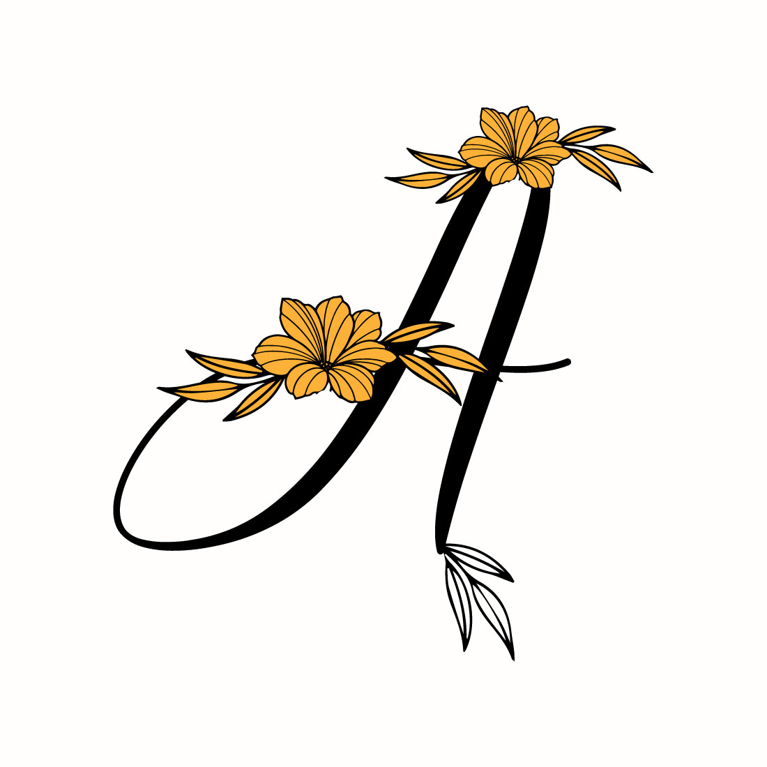 Free A Letter Flower Logo preview image.