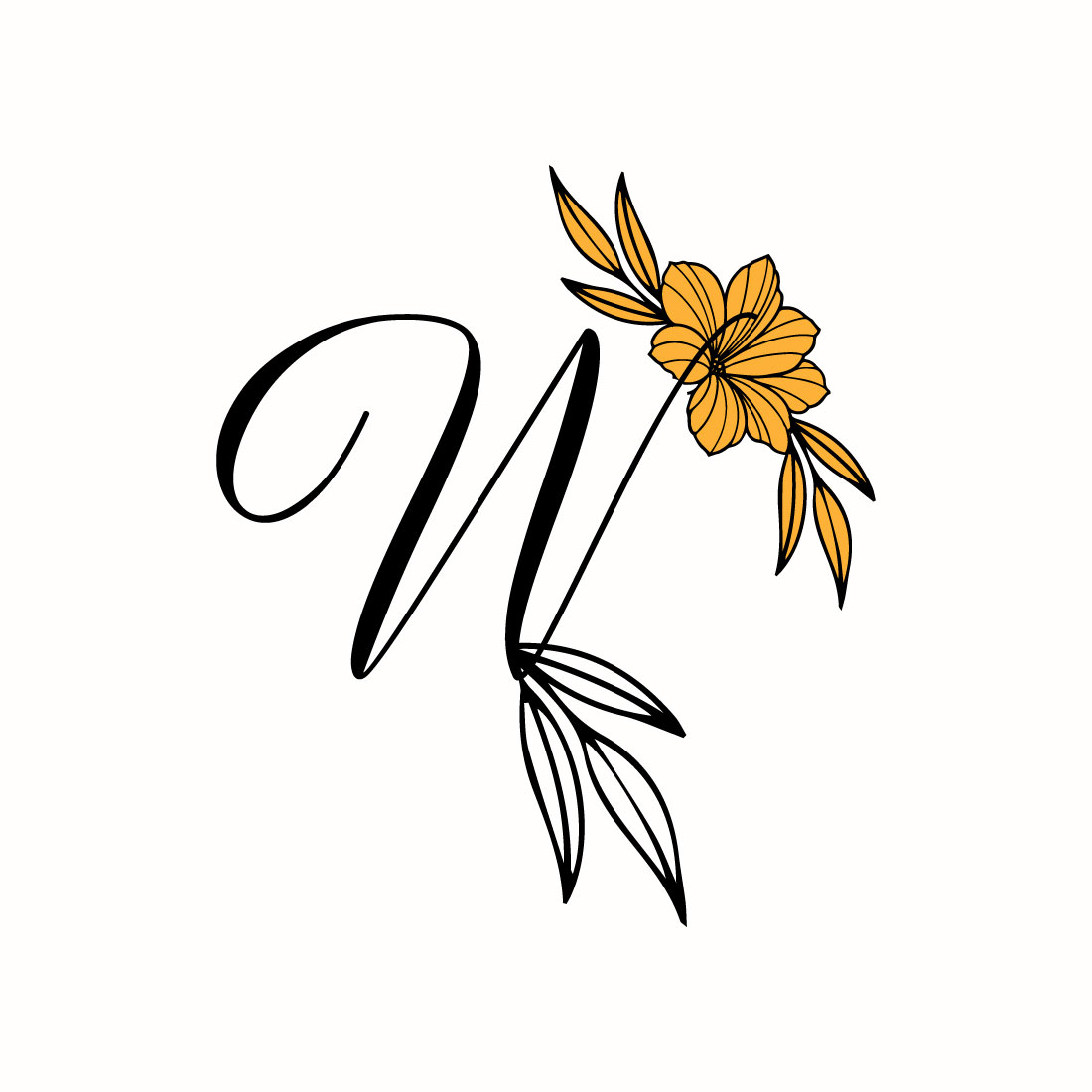 Free W Letter Classic Flower Logo preview image.