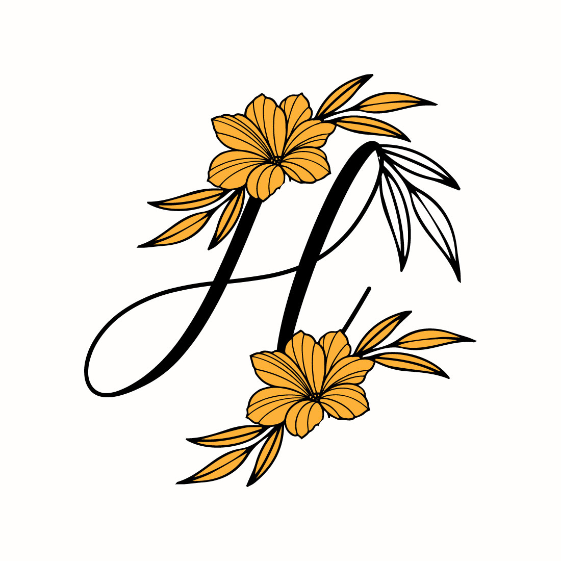 Free H Letter Flower Logo preview image.