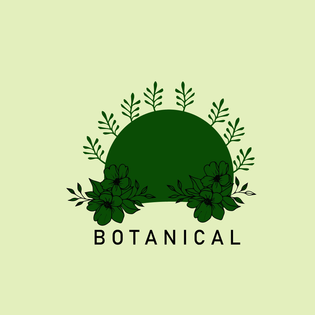 Free botanical flower half cerca logo preview image.