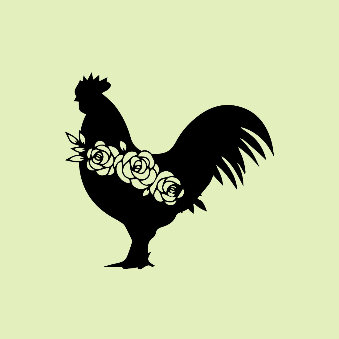 Free floral rooster logo preview image.