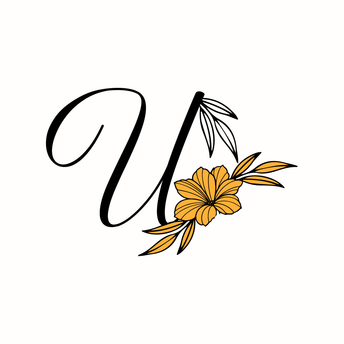 Free U Letter Wonderful Flower Logo preview image.