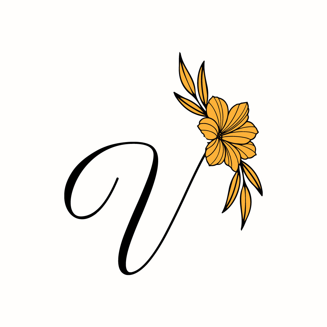 Free V Letter Nice Flower Logo preview image.