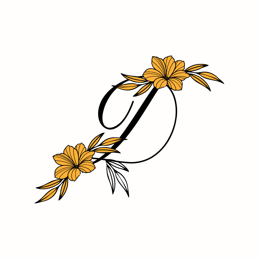 Free D Letter Flower Logo preview image.