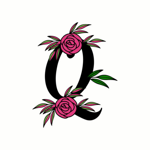 Free Q hand rose letter logo cover image.