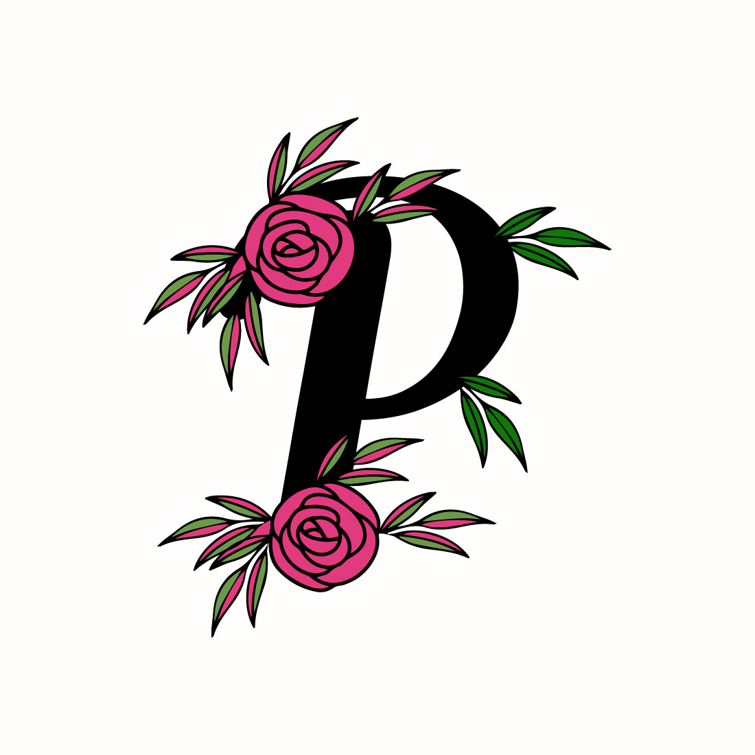 Free p rosy pink cute letter logo cover image.