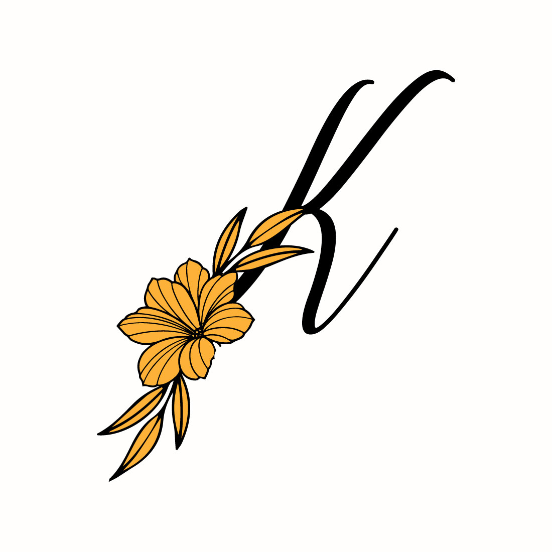 Free K Letter WildFlower Logo preview image.