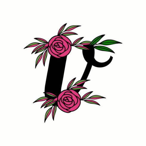 Free V rosy floral leaf logo cover image.